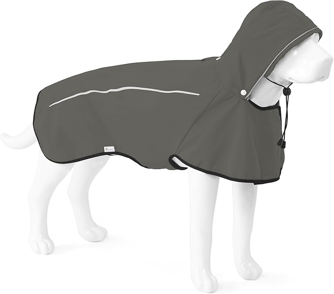 Mile High Life Dog Raincoat, Adjustable Waterproof Pet Rain Jacket, Reflective Hooded Poncho for Small Medium Large Dogs, Lightweight Breathable Pet Rain Coat (Dark Gray,S Chest 18"-22")