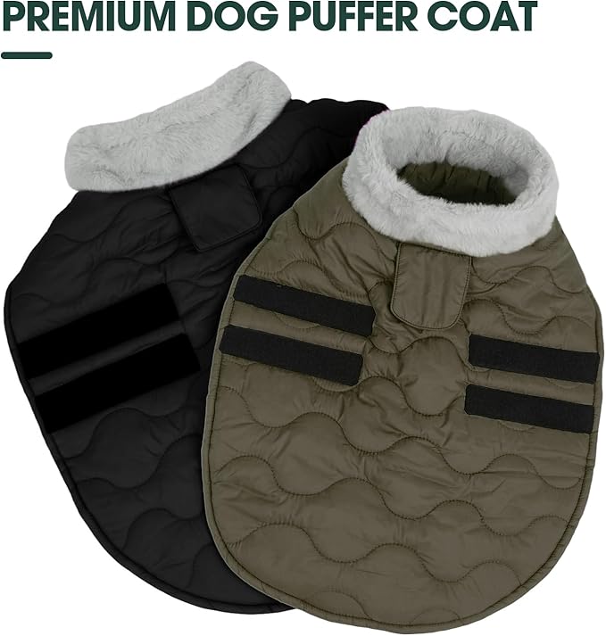 Kuoser Large Dog Coat, Winter Waterproof Dog Jackets for Large Dogs, Doggie Vest with Leash Hole, Cold Weather Coats Pet Snow Jacket for Labrador Beagle, Black XXL