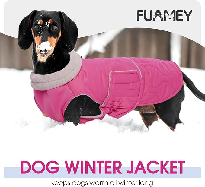 FUAMEY Winter Warm Fleece Turtleneck Jacket, Thick Waterproof Windproof Cold Weather Coats, Snowsuit Vest for Small Medium Large Dogs