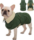 Kuoser Dog Coat, Extra Warm Dog Jacket Quilted Windproof Pet Cold Weather Coats for Small Dogs, Fleece Lining Turtleneck Puppy Snowsuit Reflective Adjustable Winter Clothes, Green S