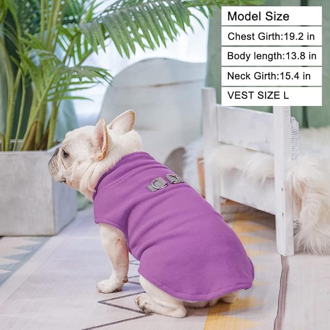 BEAUTYZOO Dog Fleece Vest Sweater Winter Jacket for Small and Medium Large Dogs with D-Ring Leash Cold Weather Coat Hoodie for XS S M Dogs Boy or Girls, Purple XL