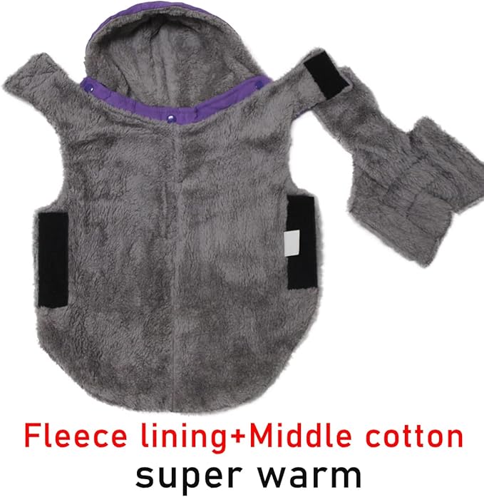 Fleece Dog Hoodie for Small Dogs Super Warm Puppy Jacket for Cold Winter Dog Coats,Purple XS