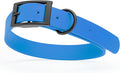 Dogline Biothane Waterproof Dog Collar Strong Coated Nylon Webbing with Black Hardware Odor- Proof for Easy Care Easy to Clean High Performance Fits Small Medium or Large Dogs, Cerulean Blue