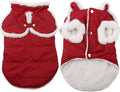 Shawl Design Fleece Lined Warm Dog Jacket for Puppy Winter Cold Weather,Soft Windproof Small Dog Coat,Red XS