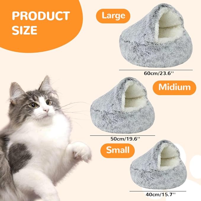 Lapcatz Nest Bed, 2026 Upgraded Cat Beds for Indoor Cats, Portable Fluffy Pet Bed, Durable Covered Cat Bed for Indoor Use, Soft Puppy Bed for Pet Owners (Coffee, Small)