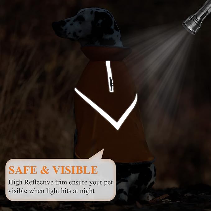 VIVAGLORY Snowrap Dog Coat, Jacket with Harness Hole & Velcro Closure, Dog Coat for Winter & Cold Weather, Fluffy Warm Fleece Lined Reflective Water Resistant for Puppy, XXS, Orange