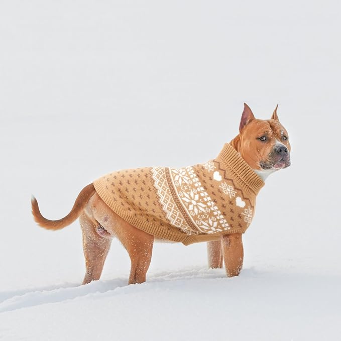 SCENEREAL Dog Sweaters for Large Medium Small Dogs, Soft, Warm Turtleneck Puppy Clothes Sweatshirt, Knitted Ugly Dog Christmas Outfits, Argyle Xmas Pet Cold Weather Coat for Girls Boys