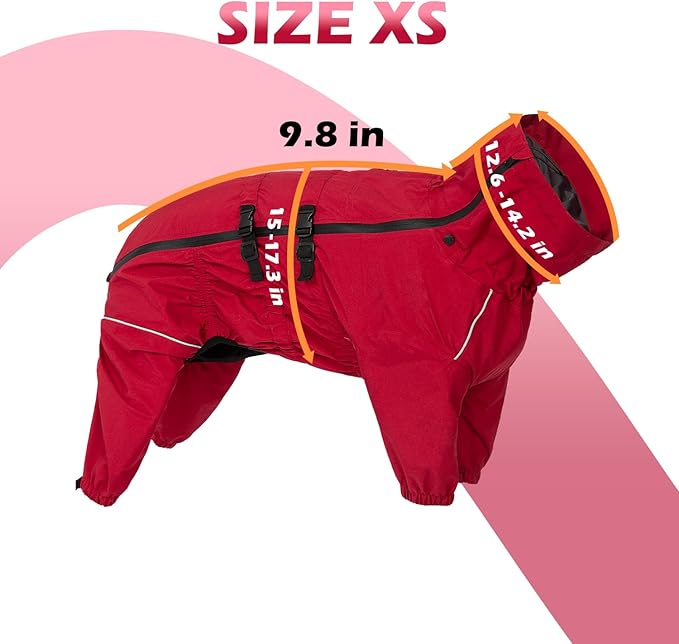 Small Medium Large Dog Raincoat, Waterproof Dogs Rain Jacket, Puppy Side Zipper Reflective Strip Leash Holes Elastic Raincoats