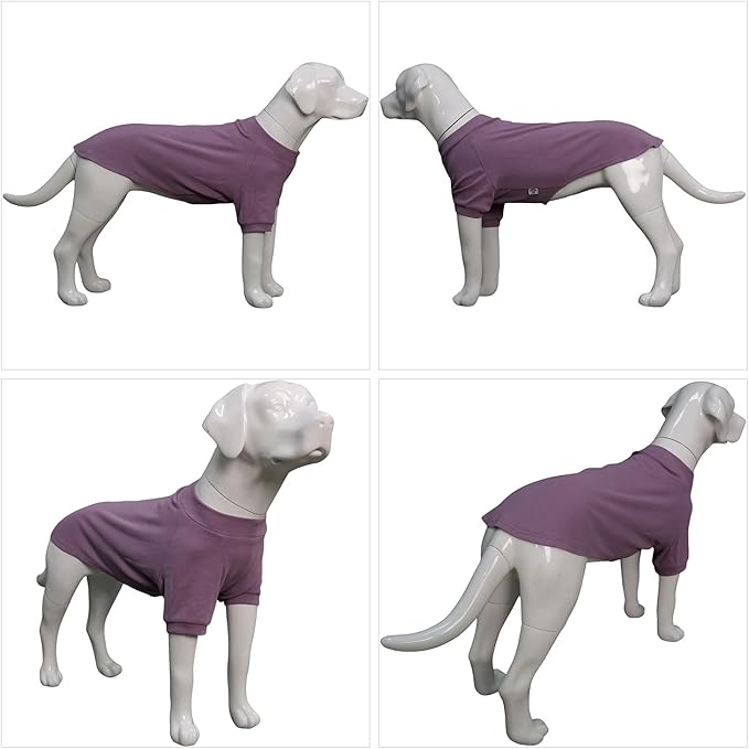 Lovelonglong Ribbed Dog T-Shirt Cotton Knitted Dog Sweaters for All Season Pet T-Shirts for Large Medium Small Dogs Taro Purple 2XL