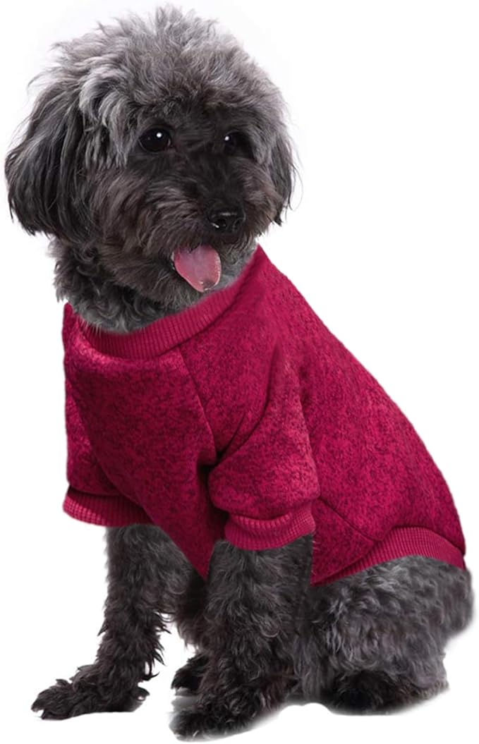 Jecikelon Dog Clothes Dogs Sweater Soft Puppies Clothing Winter Puppy Sweaters Warm Outfit for Dogs Small XXS XS Cat Apparel (Medium, Wine)