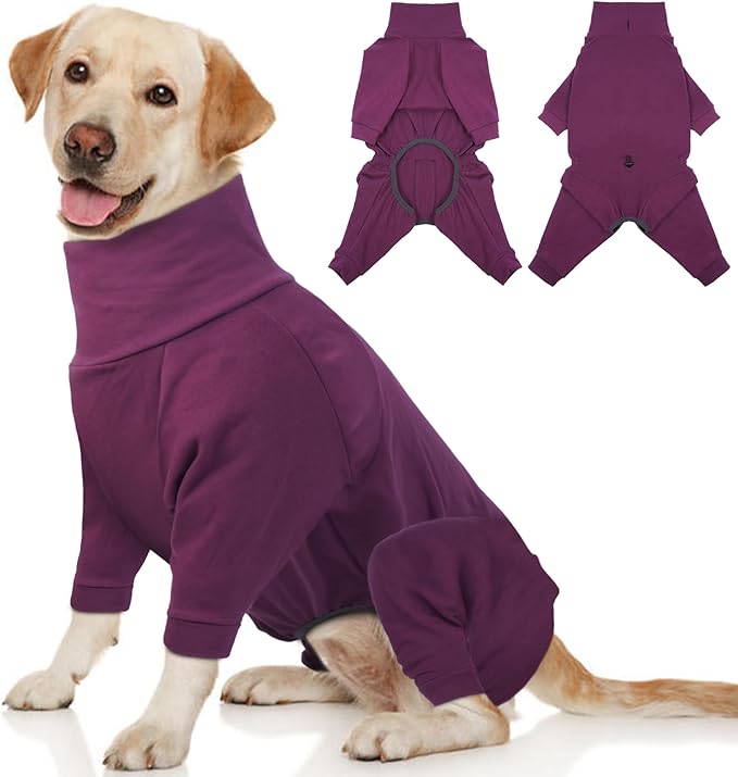 Dog Winter Coat Soft Fleece Pullover Pajamas, Fullbody Dog Cold Weather Jacket, Warm Pullover Doggie Winter Thermal 4-Legged Onesie Jumpsuit,High Collar Snowsuit Sweater for Dogs