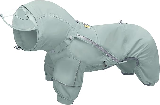 WOOFO Full-Coverage Dog Raincoat, Lightweight, Comfortable, Adjustable & Easy to Wear Dog Rain Jacket, Detachable Cap, Reflective Strip (Mint, Medium)