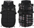 Geyecete Winter Warm Coat Waterproof Dog Jacket with Harness Traction Belt, Pet Outdoor Jacket - Black, XXL