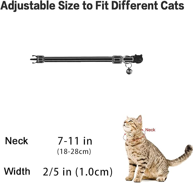 4 Pack Breakaway Cat Collar with Bell,Safety Adjustable Cat Collars Set with Fruit Pattern,Ideal for Girl Cats Boy Cats