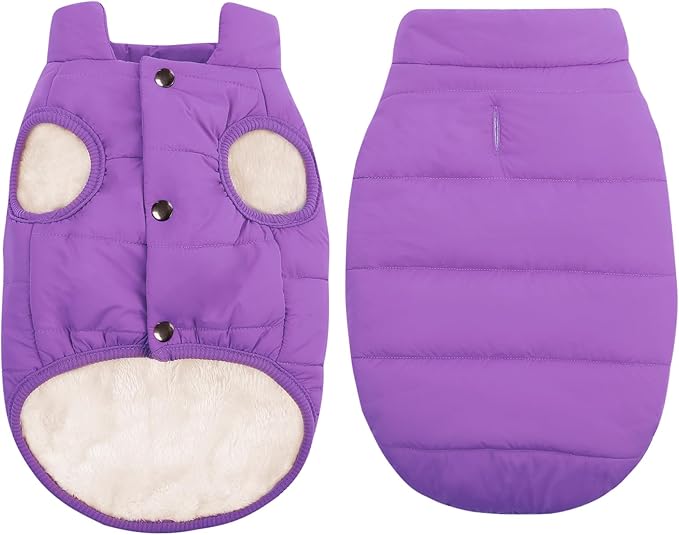 ASENKU Dog Winter Coat - Waterproof Windproof Dog Jacket, Warm Snowproof Doggie Puffer Vest for Cold Weather, Lightweight Snow Coats for Small Medium Large Dogs (Purple, 2XL)