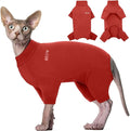 ROZKITCH Cat Jumpers, Breathable Soft Cat Jumpers for Cats Only, Coat with Four Legs, Warm Sweater T-Shirt Pajamas Jumpsuit Vest Cornish Rex Devon Rex Peterbald Red S
