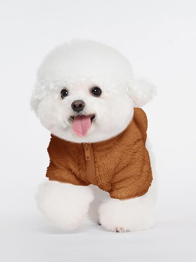 Haloumoning Dogs Fleece Winter Coats Jackets for Small and Medium Dogs Thick Full Zip Sherpa Turtleneck Puppy Jackets