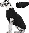 Kuoser XXXL Thermal Dog Suit | Extra Giant Apparel for St. Bernards | D-Ring Safety System Prevents Escape During Storms, Black XXL