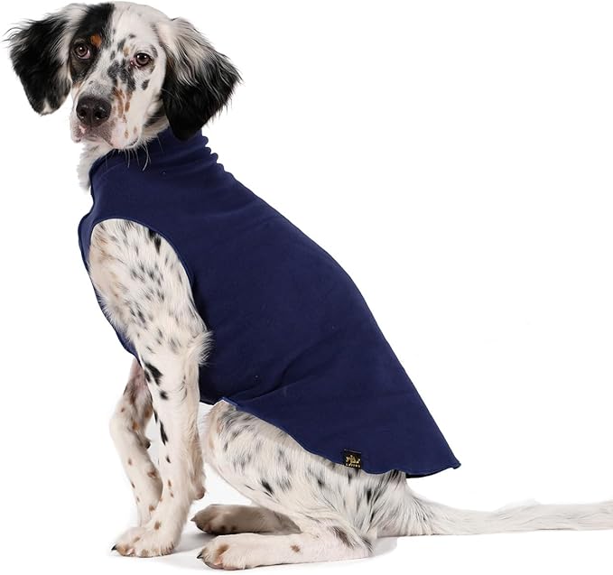 Goldpaw Stretchy Fleece Jacket for Small Dogs - Super Soft, Warm Dog Sweater - Pet Sweater Vest for Fall and Winter - Canine Clothes Made in The USA - Machine Washable - Navy - Size 10
