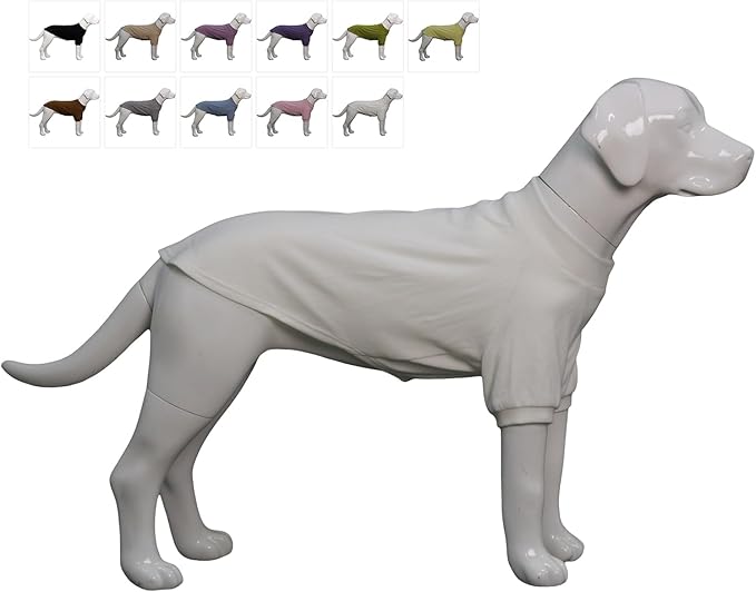 Lovelonglong Ribbed Dog T-Shirt Cotton Knitted Dog Sweaters for All Season Pet T-Shirts for Large Medium Small Dogs Off White S
