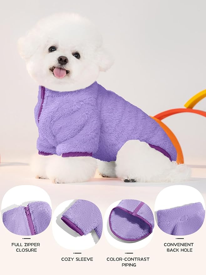 Haloumoning Dogs Fleece Winter Coats Jackets for Small and Medium Dogs Thick Full Zip Sherpa Turtleneck Puppy Jackets
