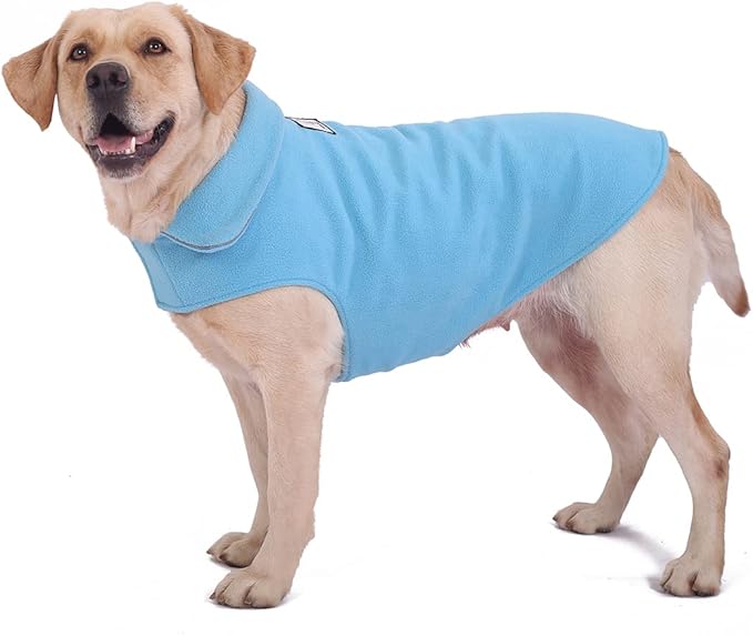 Fleece Dog Coat Pet Jacket Reflective for Cold Weather for Extra Large to Small Pets(Blue,2XL)
