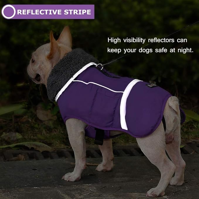 QBLEEV Warm Dog Coat - Reflective, Waterproof Winter Turtleneck Jacket for Cold Weather, Thick Fleece Snowsuit & Christmas Vest for Small to Large Dogs