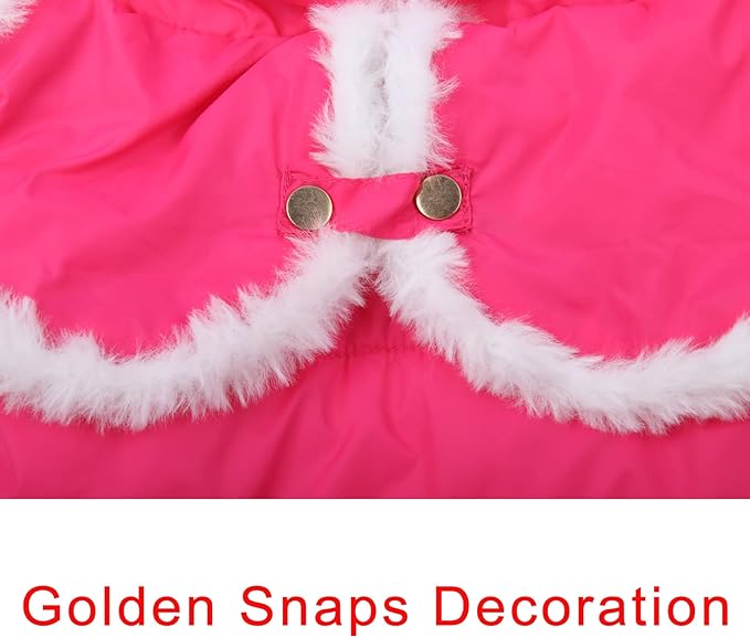 Shawl Design Fleece Lined Warm Dog Jacket for Puppy Winter Cold Weather,Soft Windproof Small Dog Coat,Pink M