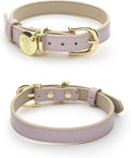 NINA WOOF Milan Vegan Leather Dog Collar - Padded Luxury Dog Collar with Adjustable Buckle - Collar for Dogs, for Small Dogs and Large Dogs - Color Lilac, Size Medium