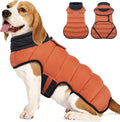 MIGOHI Lightweight Dog Coat, Windproof Dog Jacket, Puffer Jacket for Medium Dogs, Padded Vest with Reflective Strips, Warm Snow Vest in Cold Weather, Easy On Hook & Loop Belly, Caramel, L