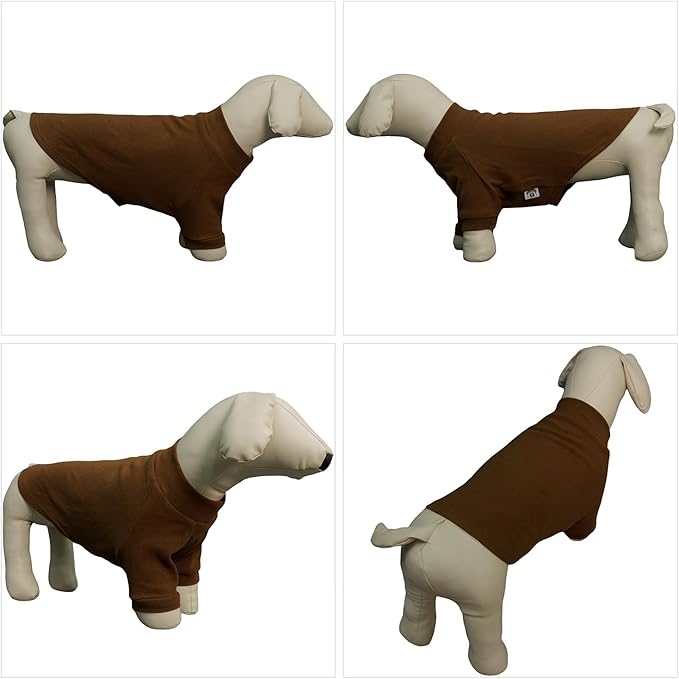 Lovelonglong Ribbed Dog T-Shirt Cotton Knitted Dog Sweaters for All Season Pet T-Shirts for Large Medium Small Dogs Coffee S