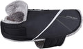 VIVAGLORY Snowrap Dog Coat, Jacket with Harness Hole & Velcro Closure, Dog Coat for Winter & Cold Weather, Fluffy Warm Fleece Lined Reflective Water Resistant for Puppy, XS, Black