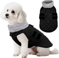 Kuoser Dog Jackets for Small Dogs, Warm Dog Coat with Leash Hole, Winter Jacket Pet Clothes for Cold Weather, Waterproof Doggie Winter Vest for Pug Dachshund, Black S