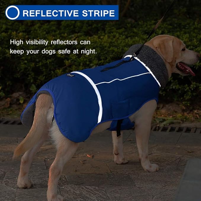 QBLEEV Warm Dog Coat - Reflective Jacket, Waterproof Coat With Turtleneck for Cold Weather, Thick Fleece Dogsnowsuit Christmas Vest - Small/Medium/Large