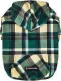 Spark Paws Dog Hoodie – Premium Dog Sweater for Small, Medium, and Large Dogs | Warm Outfits for French Bulldogs, Pitbull, Puppy, Winter Jacket Alternative - Green Plaid - S