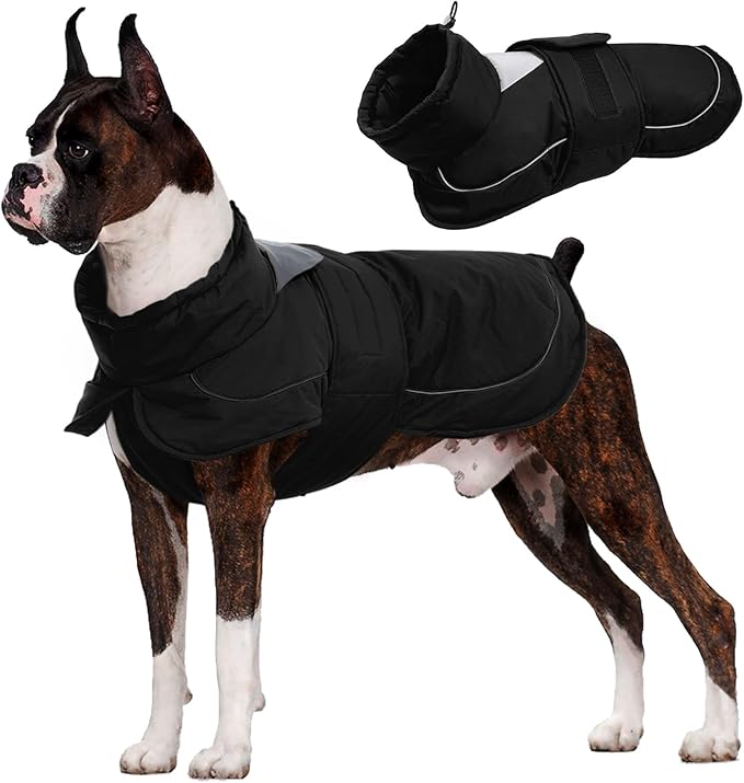 Kuoser Dog Jacket, Dog Coats for Medium Dogs, Warm Pet Winter Coat Jacket, Adjustable Fleece Pet Puffer Vest, Windproof Waterproof Doggie Raincoat Snowsuit Outfits with Reflective Strips