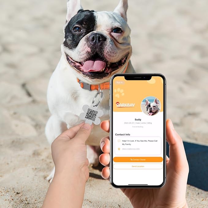 Dog Tags Personalized for Pets,Dog Name Tags QR Code,No Subscription Fees,Modifiable Pet Online Profile,Stainless Steel,No App Required,for Dogs and Cats Small,Medium,Large(Flower,Regular)