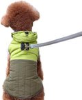 Detachable Hooded Dog Coat with Harness for Small Dogs,Super Warm Fleece Puppy Jacket for Cold Winter Doggie Coats,Green M