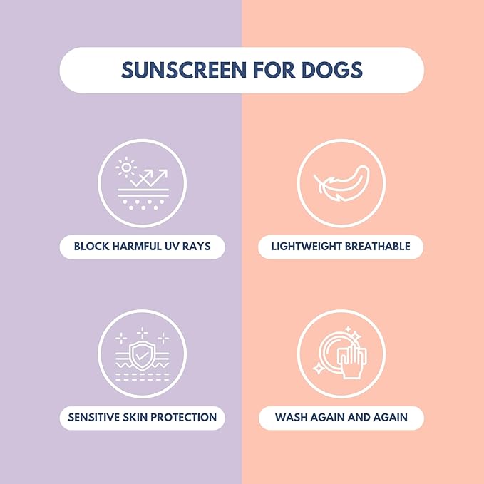 Spark Paws Sunblock Dog T-Shirt, SPF30 Protection, Lightweight Breathable Quick Dry for Dogs with Sensitive Skin - Purple & Peach (Set of 2) - S