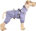 Mile High Life Waterproof Dog Raincoat, Full Coverage Small Dog Rain Coat with Harness, Adjustable 4 Legs Puppy Rain Jacket with Reflective Strip and Elastic Cuffs (Purple, S Back Length 13")