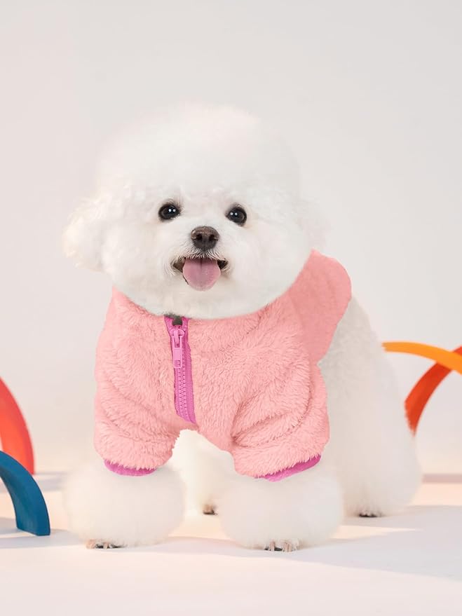 Haloumoning Dogs Fleece Winter Coats Jackets for Small and Medium Dogs Thick Full Zip Sherpa Turtleneck Puppy Jackets