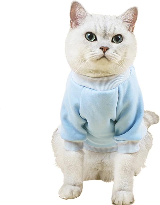 Puppy Sweater for Small Dogs Clothes Warm Winter Cat Clothe Pet Sweatshirt Knitwear Doggie Kitten Clothing, Light Blue, Medium