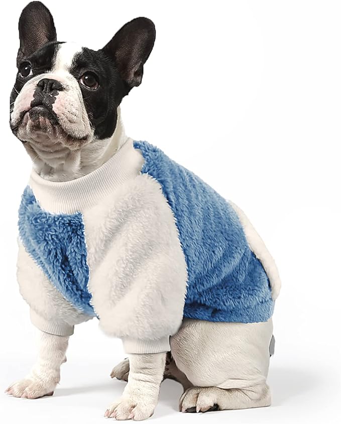 LESYPET Dog Sweater for Small to Medium Dogs, Fleece Lining Puppy Sweatshirt in Winter, Warm Puppy Clothes Pullover Jumper, Blue XX-Large
