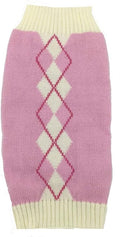 Pink Argyle Puppy Sweater for Girl Pet Sweater Knitwear for Dogs & Cats Warm Knitted Turtleneck X-Small (XS) Size
