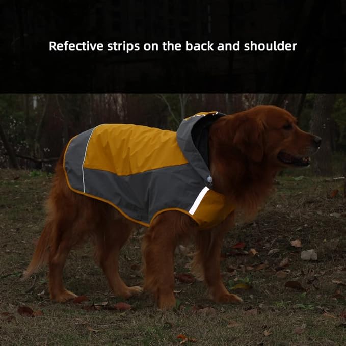 Dogs Packable Lightweight Raincoat: Pet Dog Hood Waterproof Coats Yellow Size 10