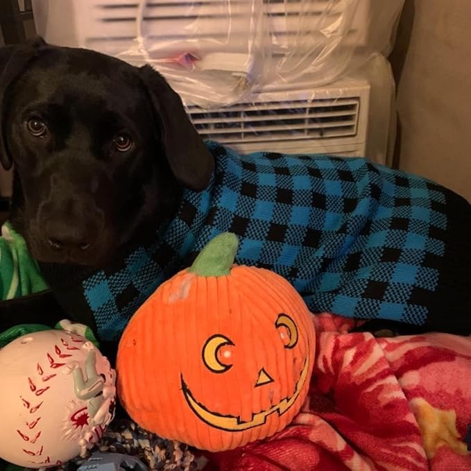 PUPTECK Dog Sweaters for Large Medium Small Dogs - Fall Classic Plaid Style Puppy Holiday Winter Coat Clothes Warm