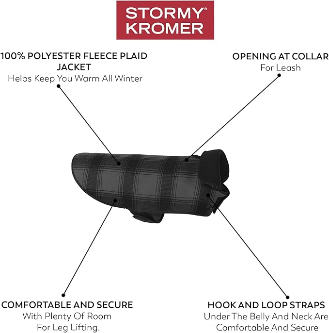 Stormy Kromer Fleece Dog Jacket, Red/Black Plaid, X-Large