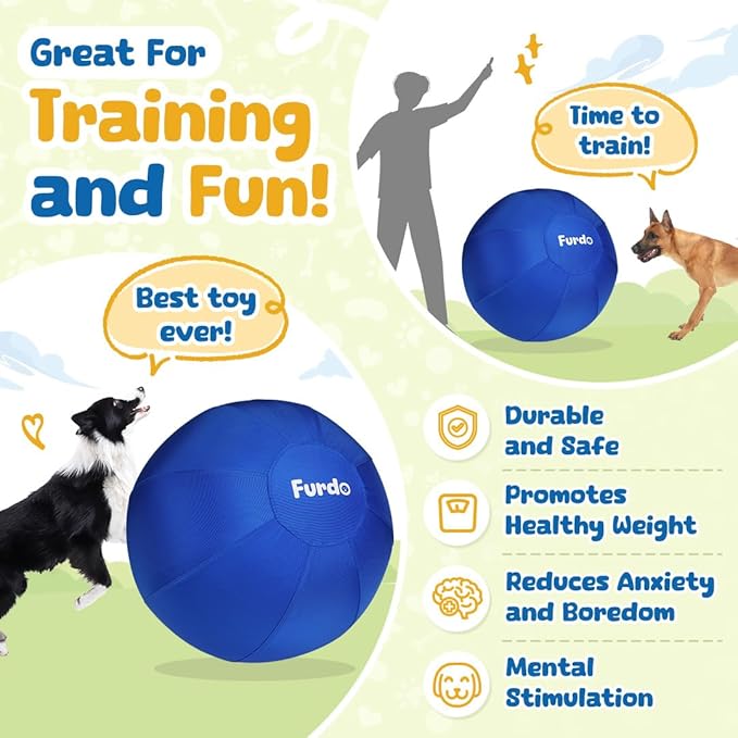 25" Herding Ball for Dogs, for Australian Shepherd, for Cattle, for Border Collie, for Blue Heelers & Medium to Large Dogs,Horse, Herding Dog Ball, Herding Toys - Blue