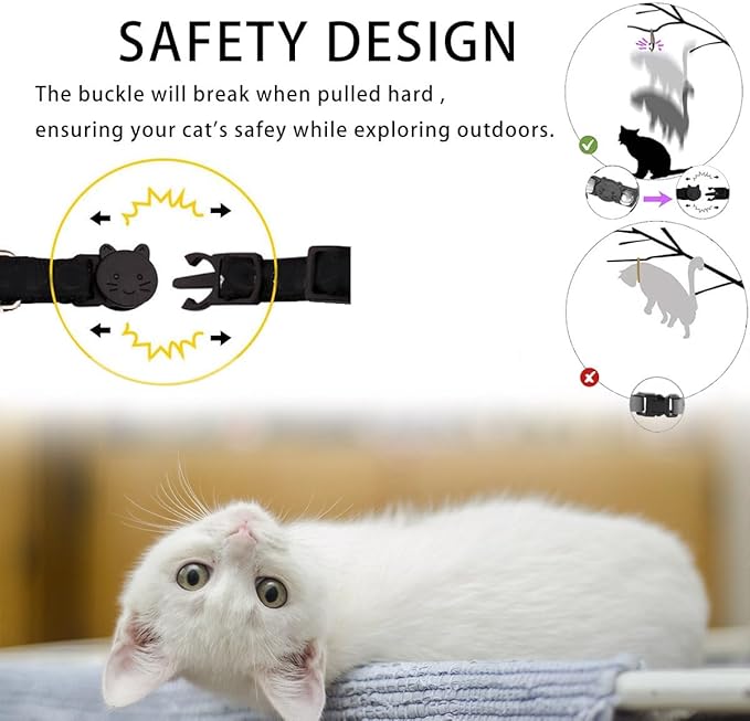4 Pack Breakaway Cat Collar with Bell,Safety Adjustable Cat Collars Set with Fruit Pattern,Ideal for Girl Cats Boy Cats