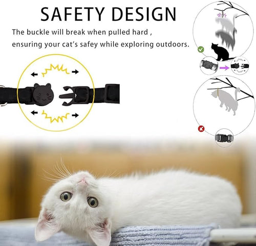 4 Pack Cotton Breakaway Cat Collars with Bell, Safety Adjustable Cat Collars Set,Ideal for Girl Cats Boy Cats (Cute Floral)